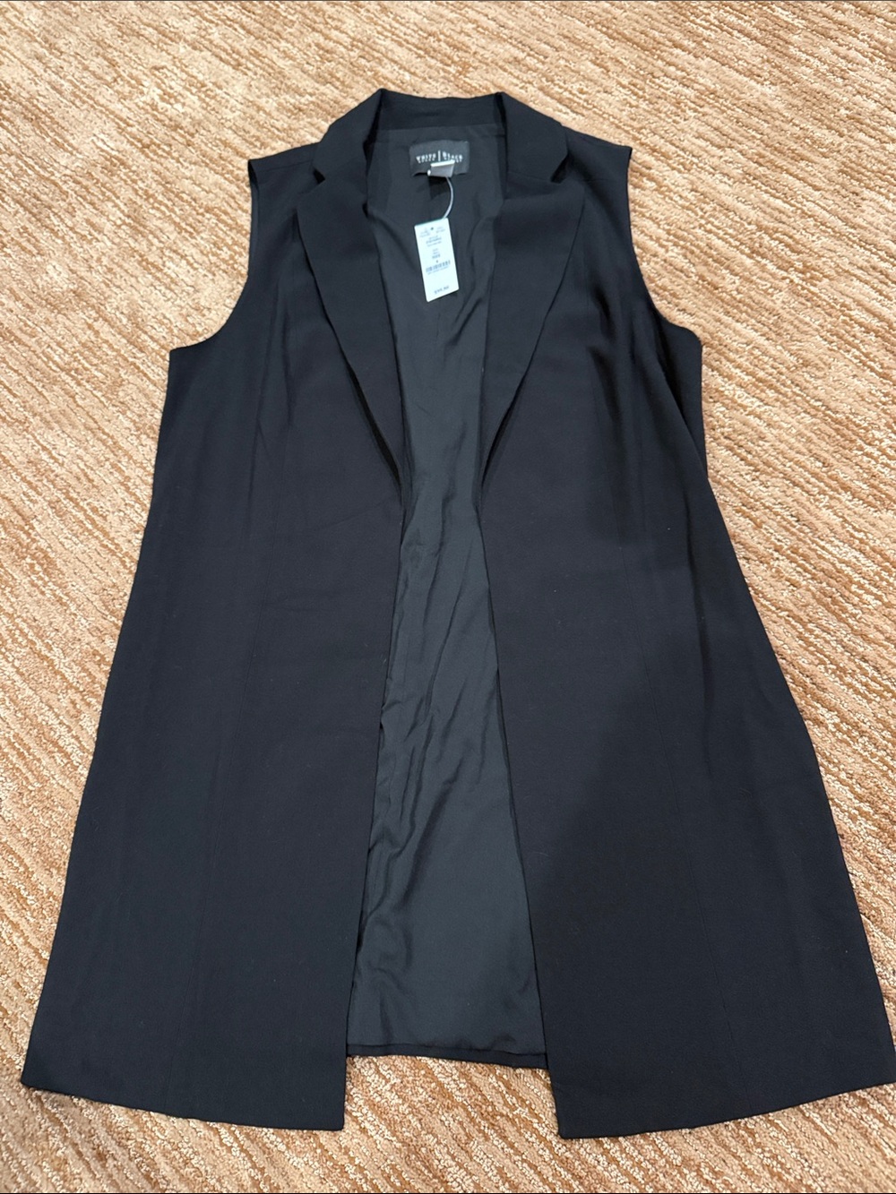 White House Black Market Black Sleeveless Long Vest